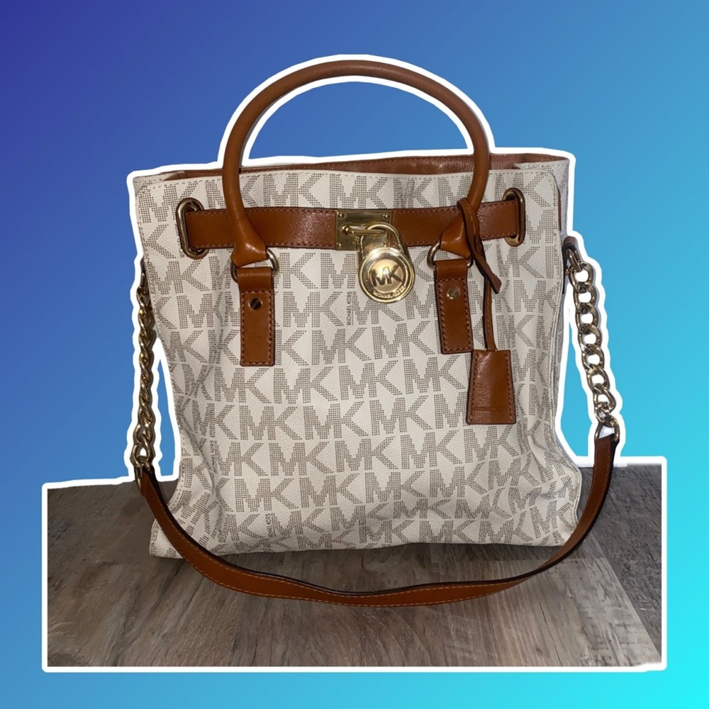Michael Kors Tan and Cream Signature Tote